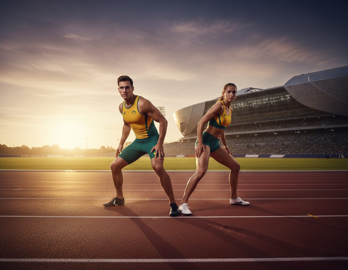 Two athletes facing opposite directions before a contest